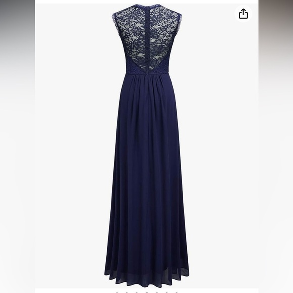 NWT Miusol Women's Casual Deep- V Neck Sleeveless Lace Maxi Dress sz L - Picture 10 of 13